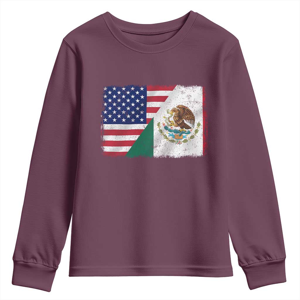 American Mexican Flag Youth Sweatshirt Mexico Heritage Half Mexican Roots - Wonder Print Shop