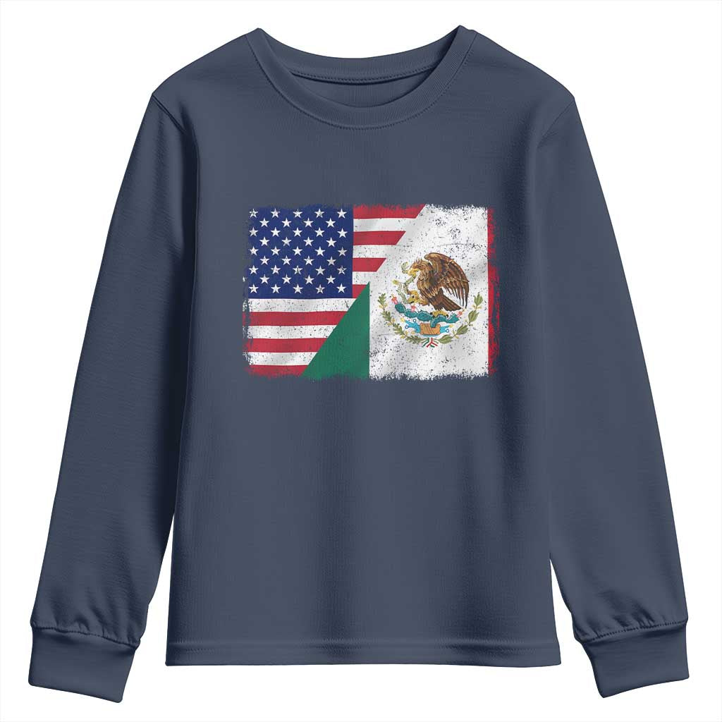 American Mexican Flag Youth Sweatshirt Mexico Heritage Half Mexican Roots - Wonder Print Shop