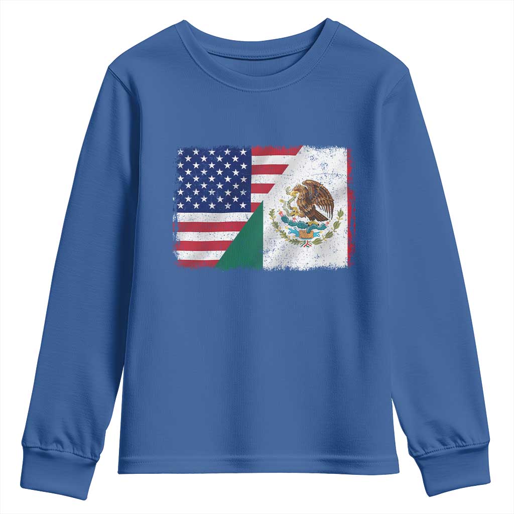 American Mexican Flag Youth Sweatshirt Mexico Heritage Half Mexican Roots - Wonder Print Shop
