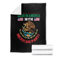 Made In America With Mexican Parts Throw Blanket Mexico Coat of Arms Half Mexican Roots - Wonder Print Shop