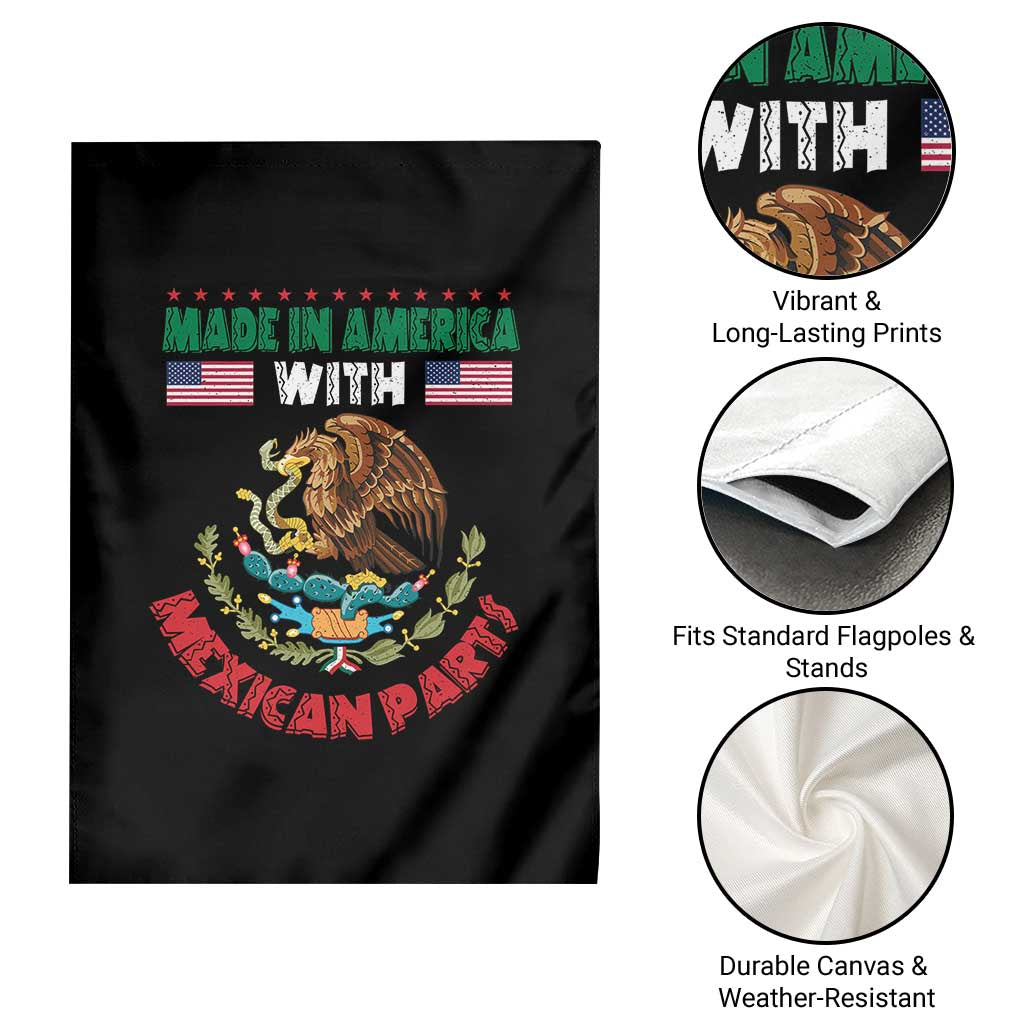 Made In America With Mexican Parts Garden Flag Mexico Coat of Arms Half Mexican Roots - Wonder Print Shop