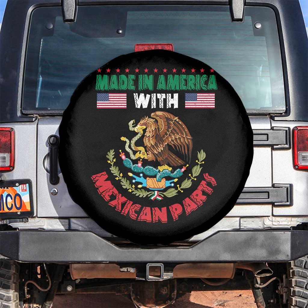 Made In America With Mexican Parts Spare Tire Cover Mexico Coat of Arms Half Mexican Roots - Wonder Print Shop