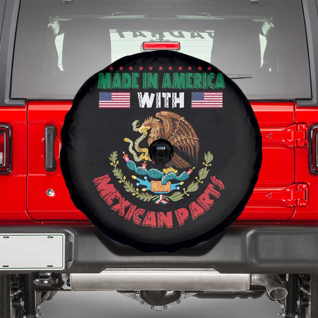 Made In America With Mexican Parts Spare Tire Cover Mexico Coat of Arms Half Mexican Roots - Wonder Print Shop