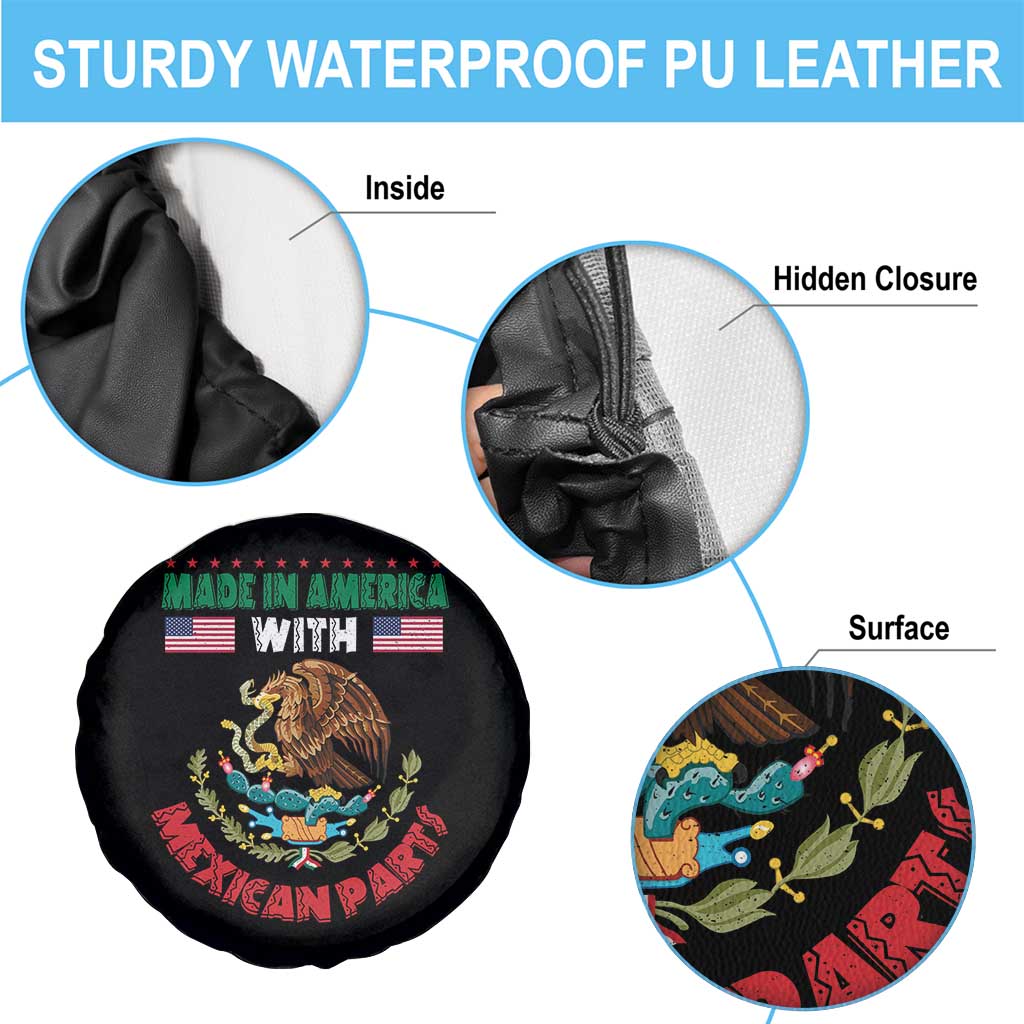 Made In America With Mexican Parts Spare Tire Cover Mexico Coat of Arms Half Mexican Roots - Wonder Print Shop