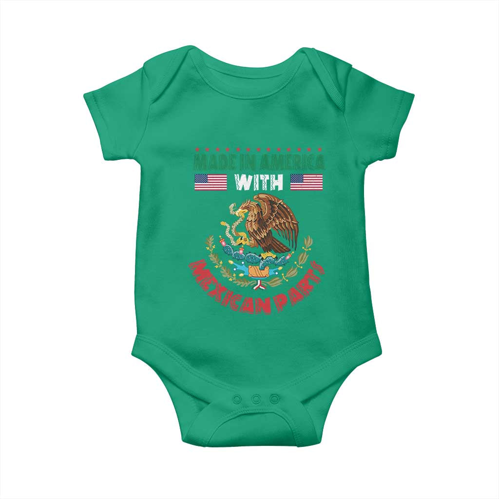 Made In America With Mexican Parts Baby Onesie Mexico Coat of Arms Half Mexican Roots - Wonder Print Shop