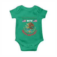 Made In America With Mexican Parts Baby Onesie Mexico Coat of Arms Half Mexican Roots - Wonder Print Shop