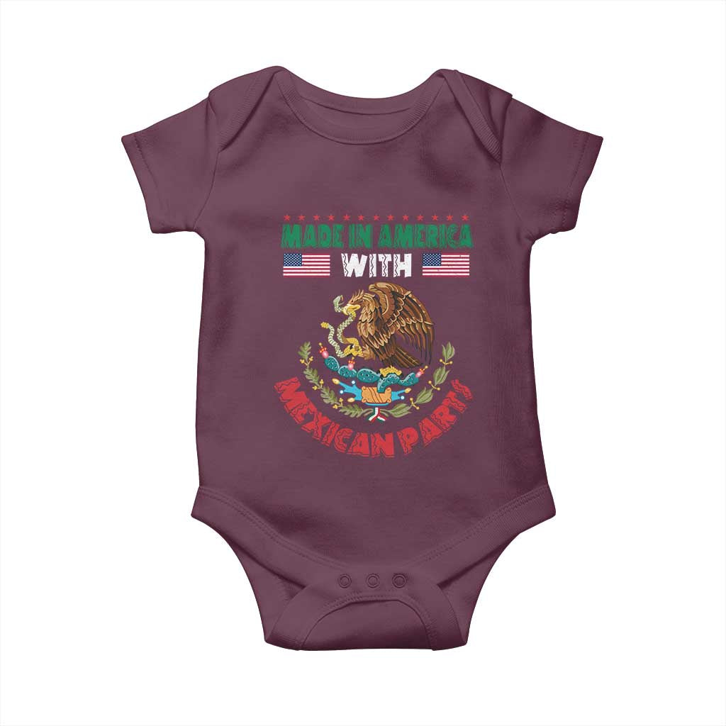 Made In America With Mexican Parts Baby Onesie Mexico Coat of Arms Half Mexican Roots - Wonder Print Shop