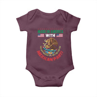 Made In America With Mexican Parts Baby Onesie Mexico Coat of Arms Half Mexican Roots - Wonder Print Shop