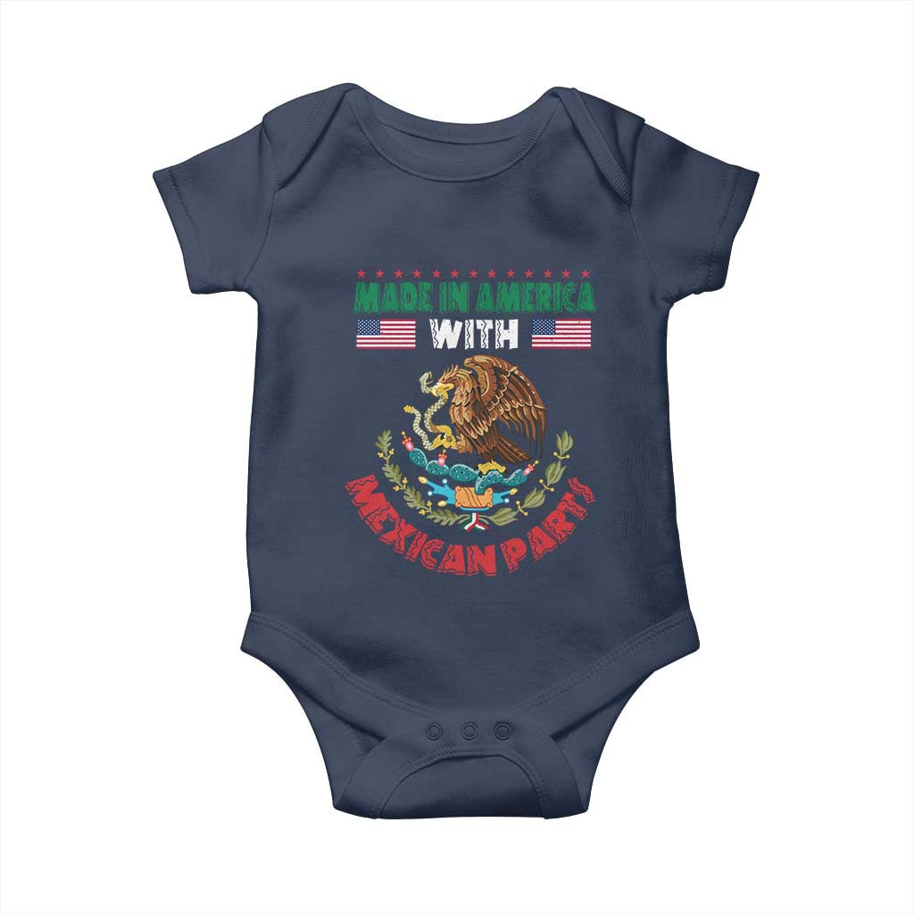 Made In America With Mexican Parts Baby Onesie Mexico Coat of Arms Half Mexican Roots - Wonder Print Shop