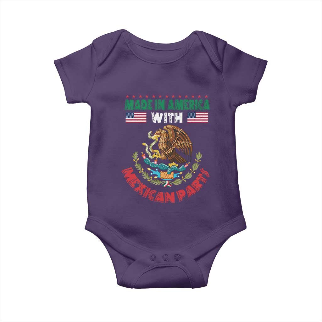 Made In America With Mexican Parts Baby Onesie Mexico Coat of Arms Half Mexican Roots - Wonder Print Shop