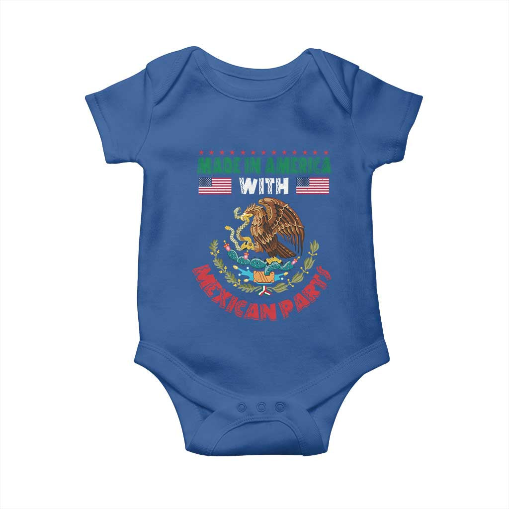 Made In America With Mexican Parts Baby Onesie Mexico Coat of Arms Half Mexican Roots - Wonder Print Shop