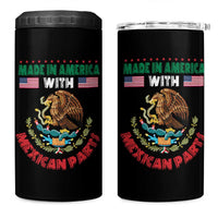Made In America With Mexican Parts 4 in 1 Can Cooler Tumbler Mexico Coat of Arms Half Mexican Roots - Wonder Print Shop