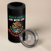 Made In America With Mexican Parts 4 in 1 Can Cooler Tumbler Mexico Coat of Arms Half Mexican Roots - Wonder Print Shop