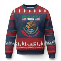 Made In America With Mexican Parts Ugly Christmas Sweater Mexico Coat of Arms Half Mexican Roots - Wonder Print Shop