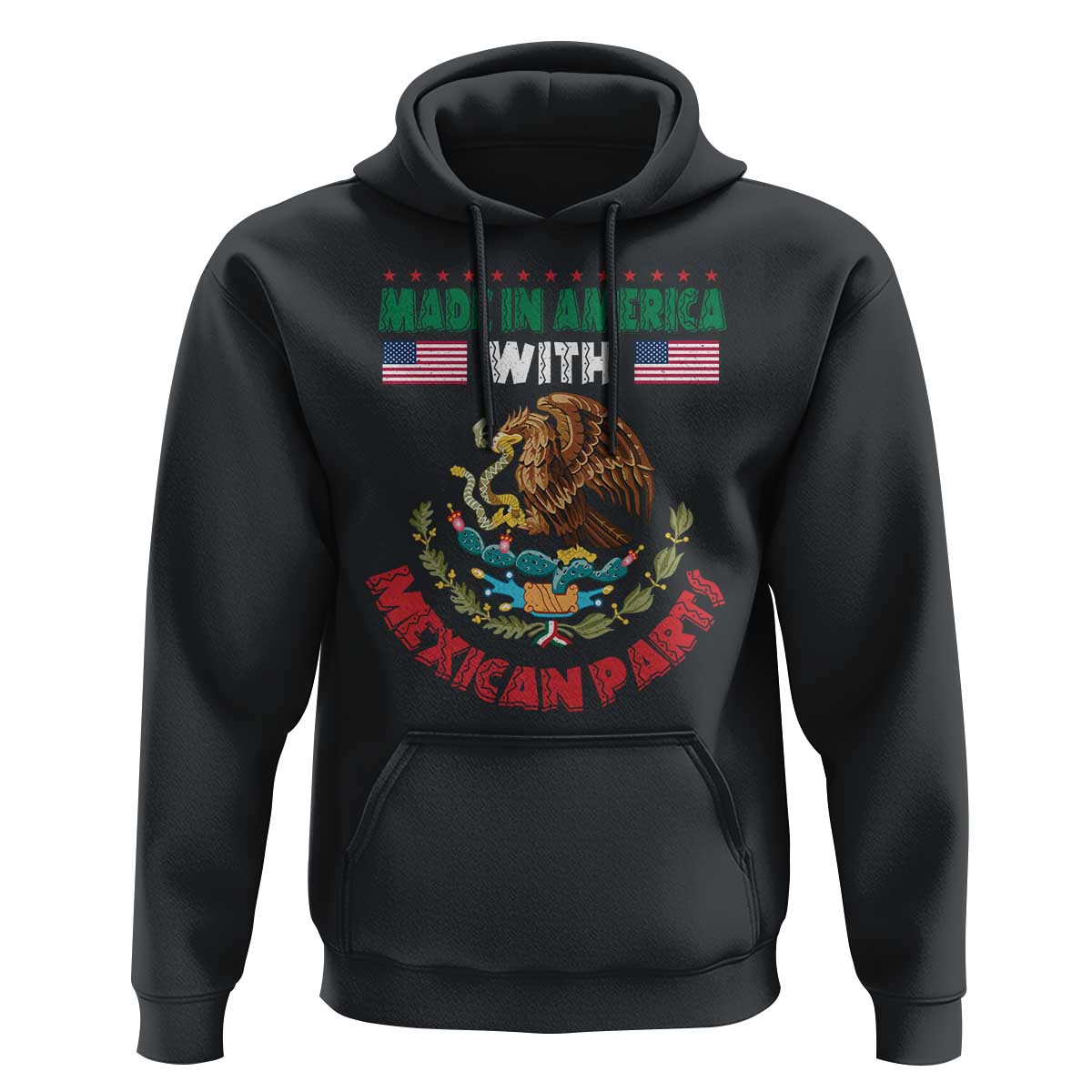 Made In America With Mexican Parts Hoodie Mexico Coat of Arms Half Mexican Roots - Wonder Print Shop