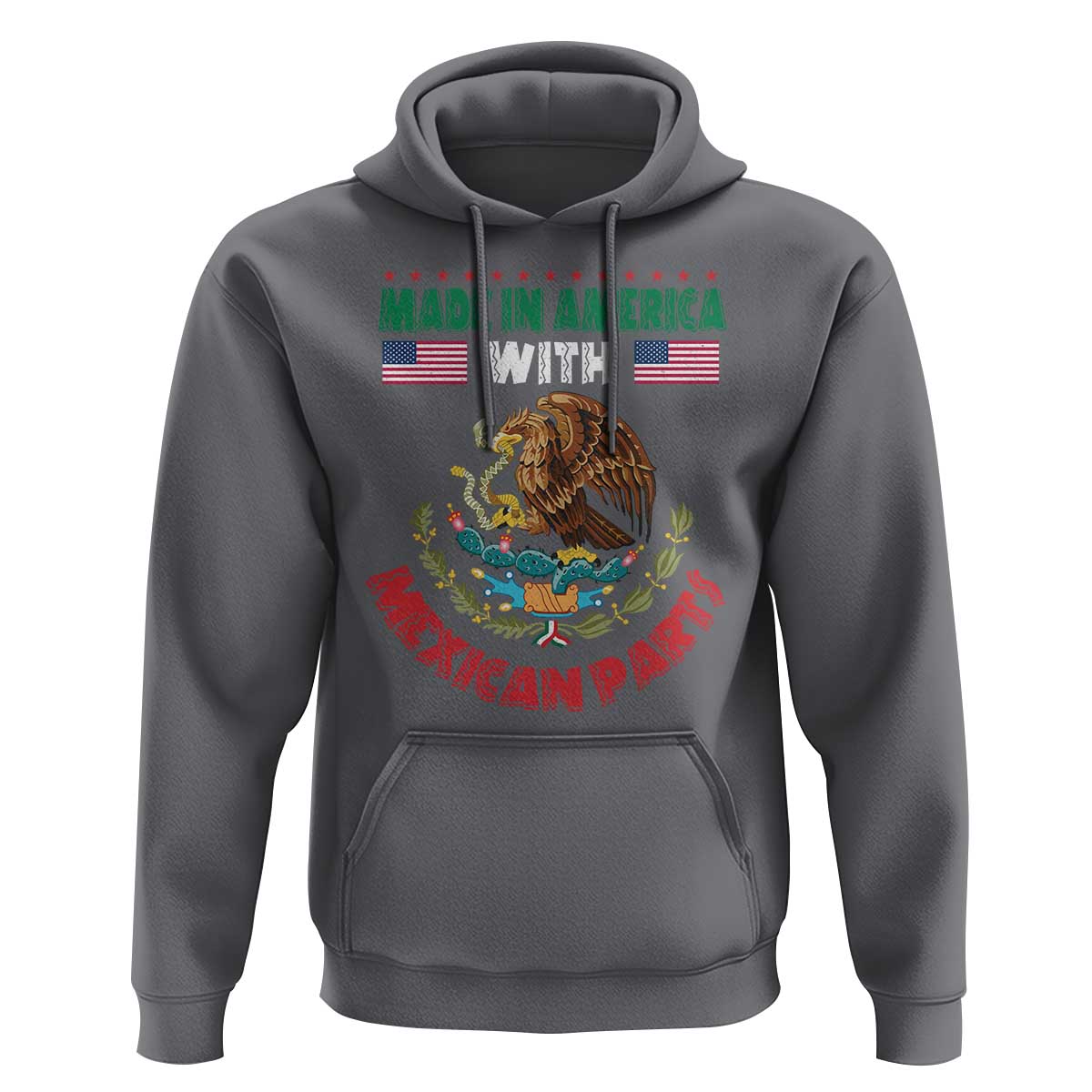 Made In America With Mexican Parts Hoodie Mexico Coat of Arms Half Mexican Roots - Wonder Print Shop