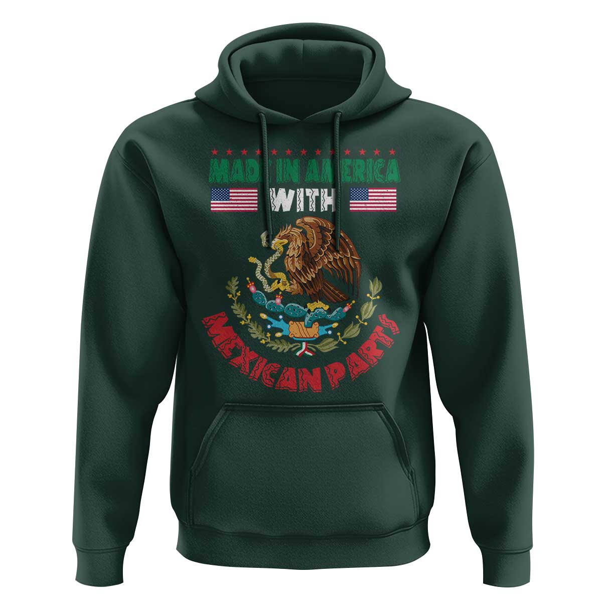 Made In America With Mexican Parts Hoodie Mexico Coat of Arms Half Mexican Roots - Wonder Print Shop