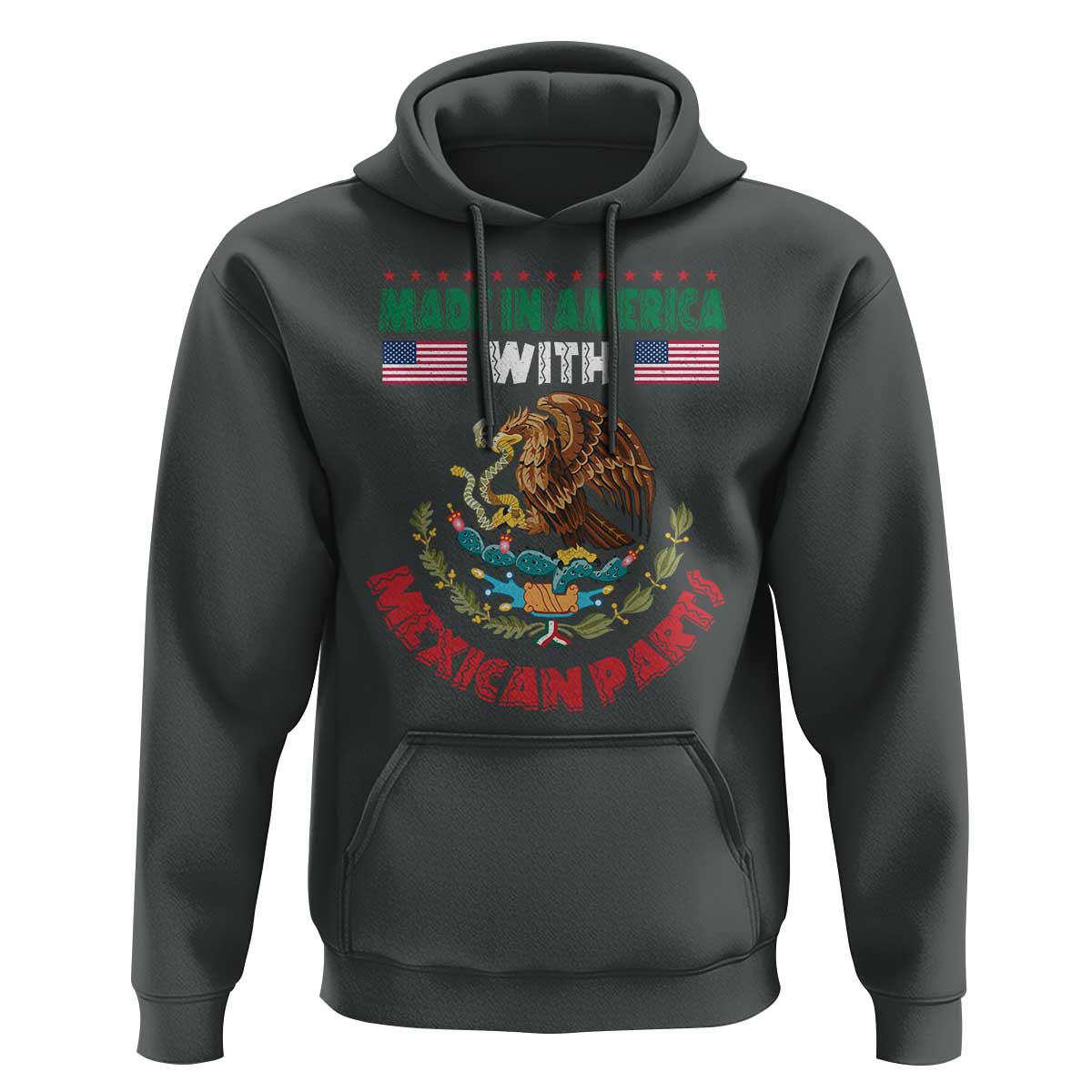 Made In America With Mexican Parts Hoodie Mexico Coat of Arms Half Mexican Roots - Wonder Print Shop