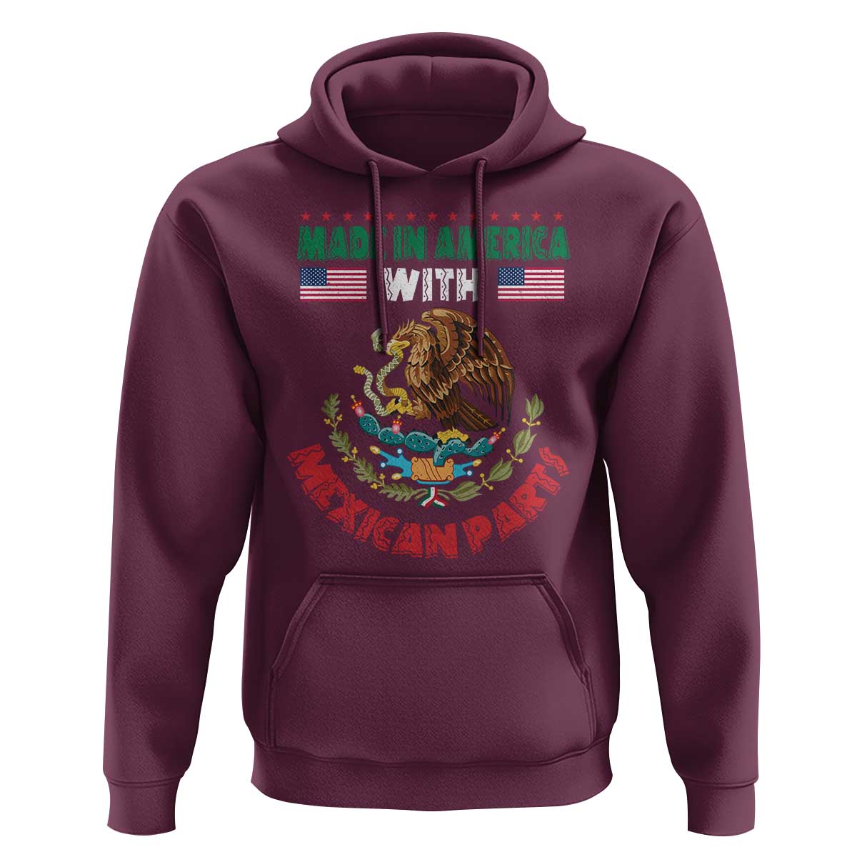 Made In America With Mexican Parts Hoodie Mexico Coat of Arms Half Mexican Roots - Wonder Print Shop