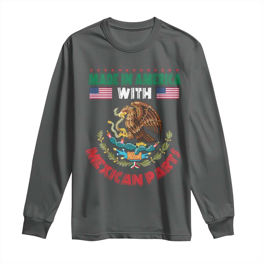Made In America With Mexican Parts Long Sleeve Shirt Mexico Coat of Arms Half Mexican Roots - Wonder Print Shop