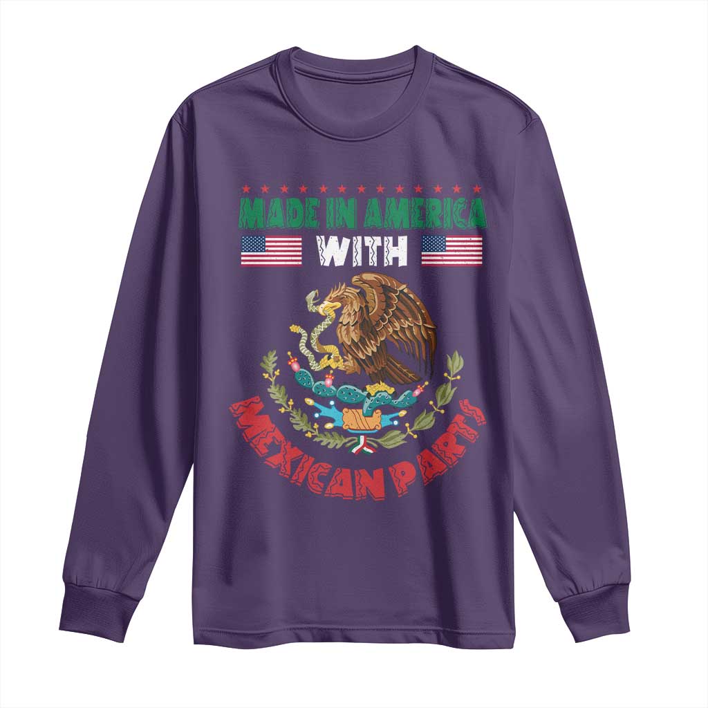Made In America With Mexican Parts Long Sleeve Shirt Mexico Coat of Arms Half Mexican Roots - Wonder Print Shop