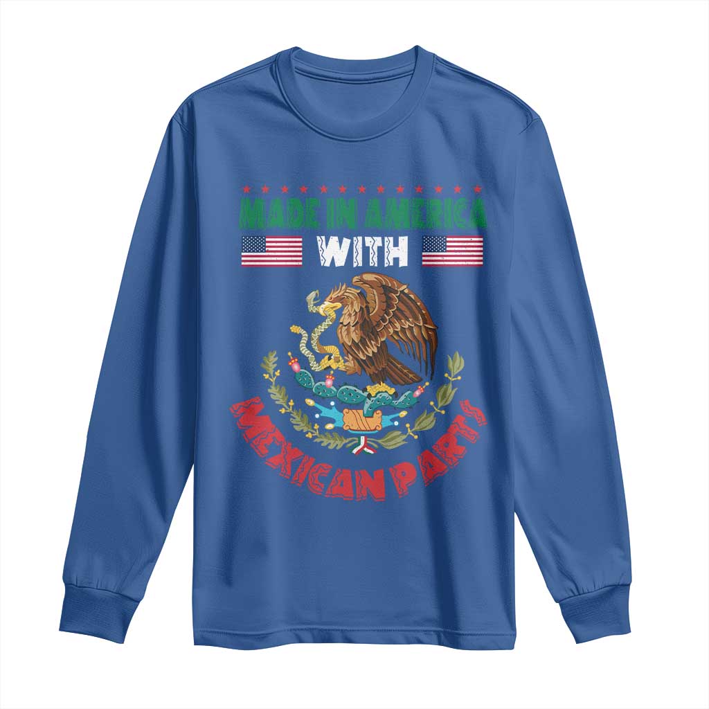 Made In America With Mexican Parts Long Sleeve Shirt Mexico Coat of Arms Half Mexican Roots - Wonder Print Shop