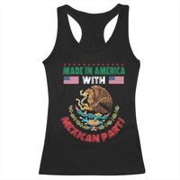 Made In America With Mexican Parts Racerback Tank Top Mexico Coat of Arms Half Mexican Roots - Wonder Print Shop