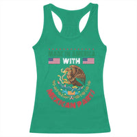 Made In America With Mexican Parts Racerback Tank Top Mexico Coat of Arms Half Mexican Roots - Wonder Print Shop