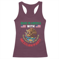 Made In America With Mexican Parts Racerback Tank Top Mexico Coat of Arms Half Mexican Roots - Wonder Print Shop