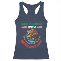 Made In America With Mexican Parts Racerback Tank Top Mexico Coat of Arms Half Mexican Roots - Wonder Print Shop
