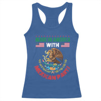 Made In America With Mexican Parts Racerback Tank Top Mexico Coat of Arms Half Mexican Roots - Wonder Print Shop