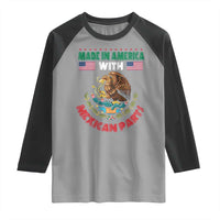 Made In America With Mexican Parts Raglan Shirt Mexico Coat of Arms Half Mexican Roots - Wonder Print Shop