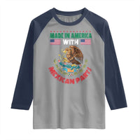 Made In America With Mexican Parts Raglan Shirt Mexico Coat of Arms Half Mexican Roots - Wonder Print Shop