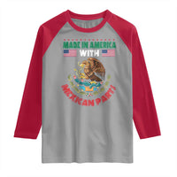 Made In America With Mexican Parts Raglan Shirt Mexico Coat of Arms Half Mexican Roots - Wonder Print Shop