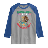 Made In America With Mexican Parts Raglan Shirt Mexico Coat of Arms Half Mexican Roots - Wonder Print Shop