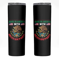 Made In America With Mexican Parts Skinny Tumbler Mexico Coat of Arms Half Mexican Roots - Wonder Print Shop