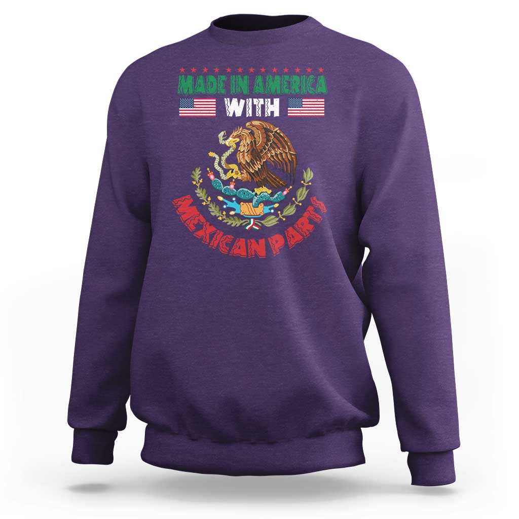 Made In America With Mexican Parts Sweatshirt Mexico Coat of Arms Half Mexican Roots - Wonder Print Shop