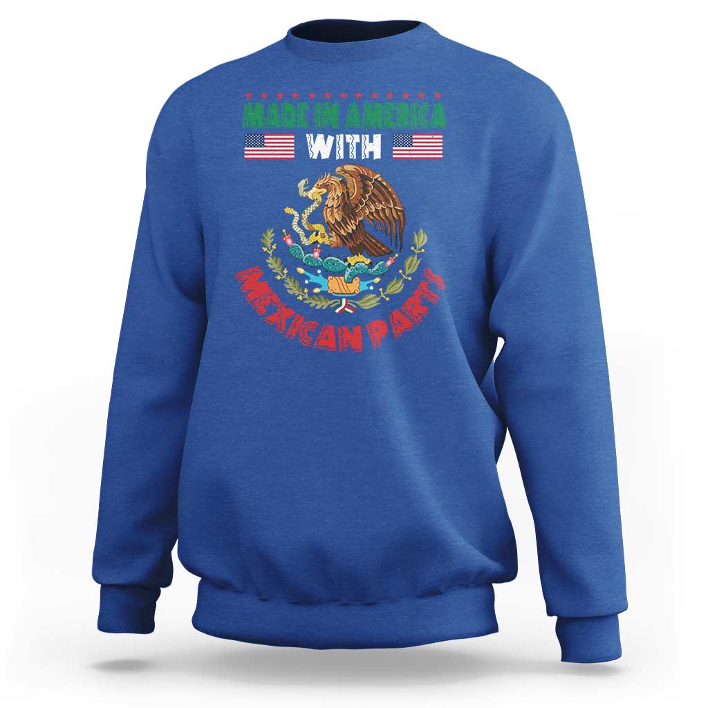 Made In America With Mexican Parts Sweatshirt Mexico Coat of Arms Half Mexican Roots - Wonder Print Shop