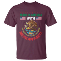 Made In America With Mexican Parts T Shirt Mexico Coat of Arms Half Mexican Roots - Wonder Print Shop