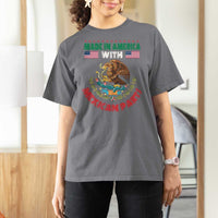 Made In America With Mexican Parts T Shirt For Women Mexico Coat of Arms Half Mexican Roots - Wonder Print Shop