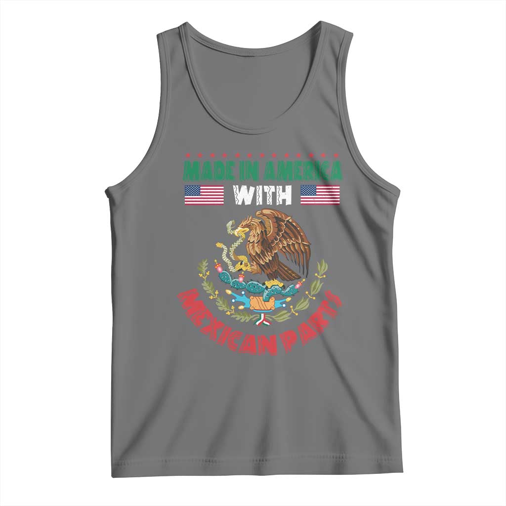 Made In America With Mexican Parts Tank Top Mexico Coat of Arms Half Mexican Roots - Wonder Print Shop