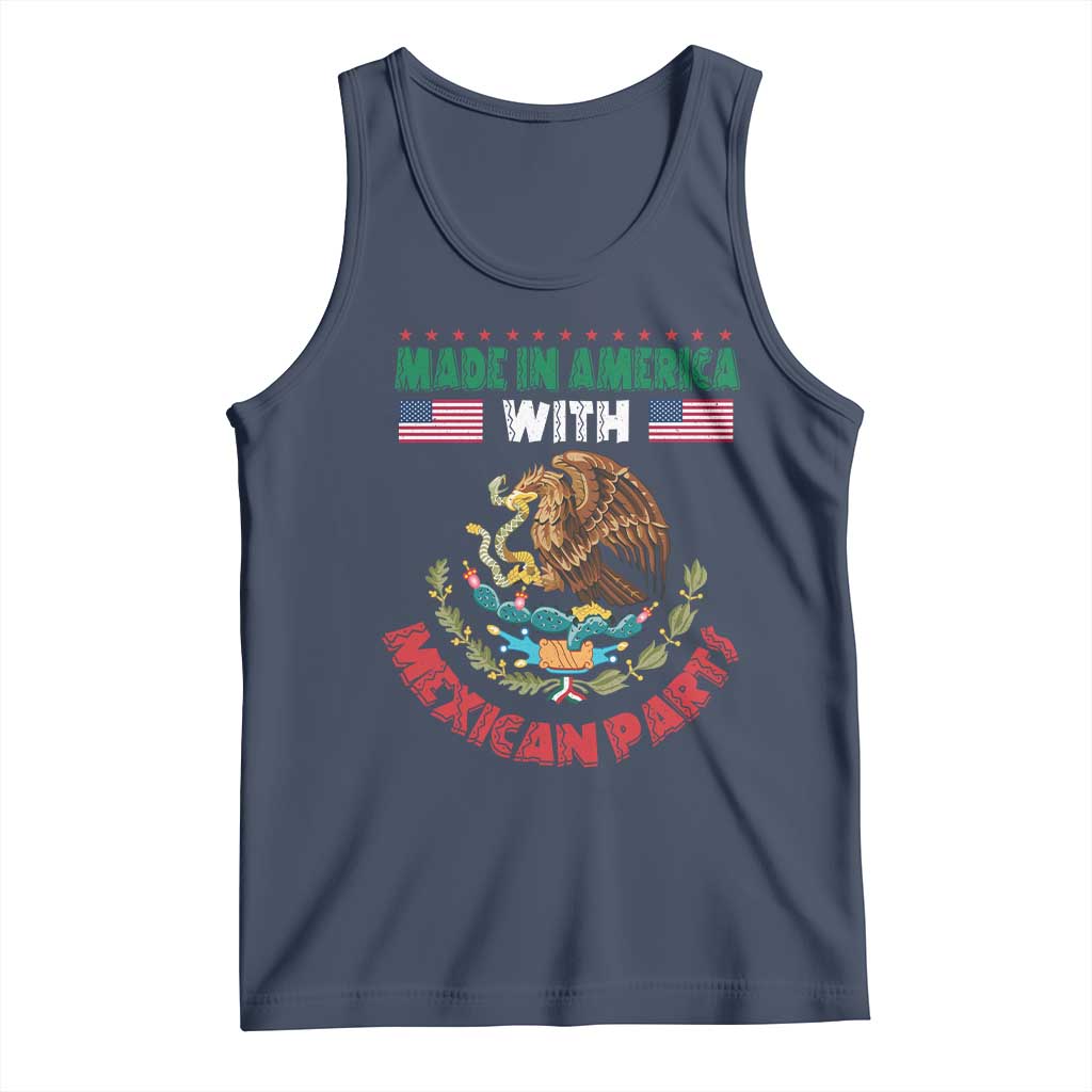 Made In America With Mexican Parts Tank Top Mexico Coat of Arms Half Mexican Roots - Wonder Print Shop