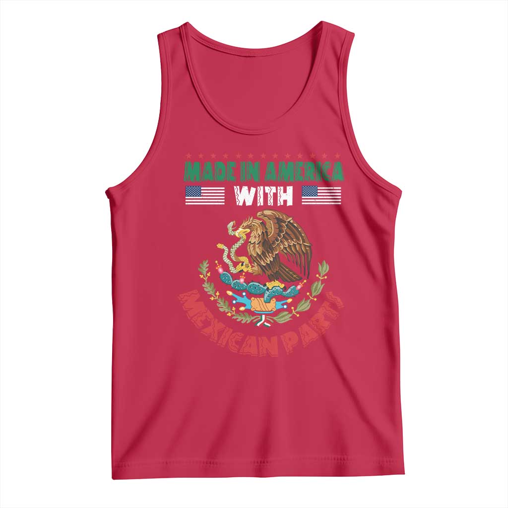 Made In America With Mexican Parts Tank Top Mexico Coat of Arms Half Mexican Roots - Wonder Print Shop