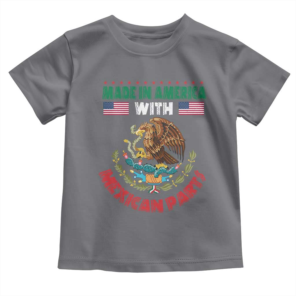 Made In America With Mexican Parts Toddler T Shirt Mexico Coat of Arms Half Mexican Roots - Wonder Print Shop