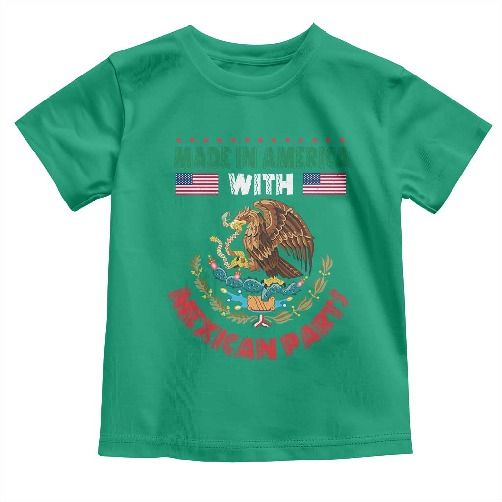 Made In America With Mexican Parts Toddler T Shirt Mexico Coat of Arms Half Mexican Roots - Wonder Print Shop