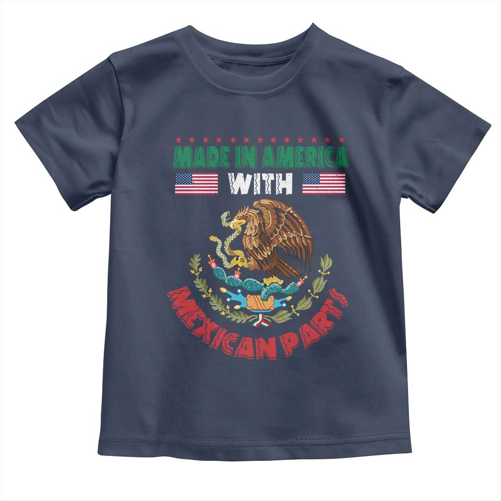 Made In America With Mexican Parts Toddler T Shirt Mexico Coat of Arms Half Mexican Roots - Wonder Print Shop