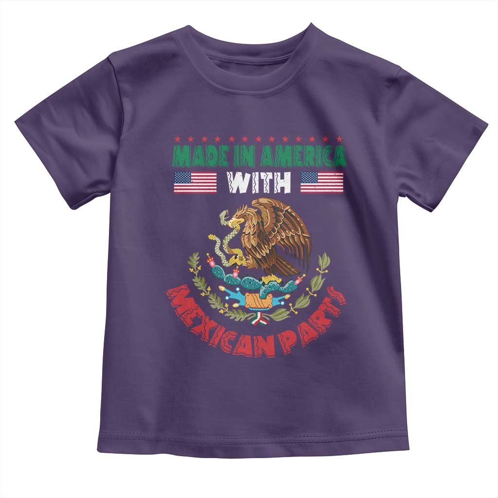 Made In America With Mexican Parts Toddler T Shirt Mexico Coat of Arms Half Mexican Roots - Wonder Print Shop