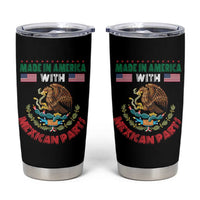 Made In America With Mexican Parts Tumbler Cup Mexico Coat of Arms Half Mexican Roots - Wonder Print Shop
