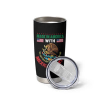 Made In America With Mexican Parts Tumbler Cup Mexico Coat of Arms Half Mexican Roots - Wonder Print Shop