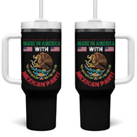 Made In America With Mexican Parts Tumbler With Handle Mexico Coat of Arms Half Mexican Roots - Wonder Print Shop